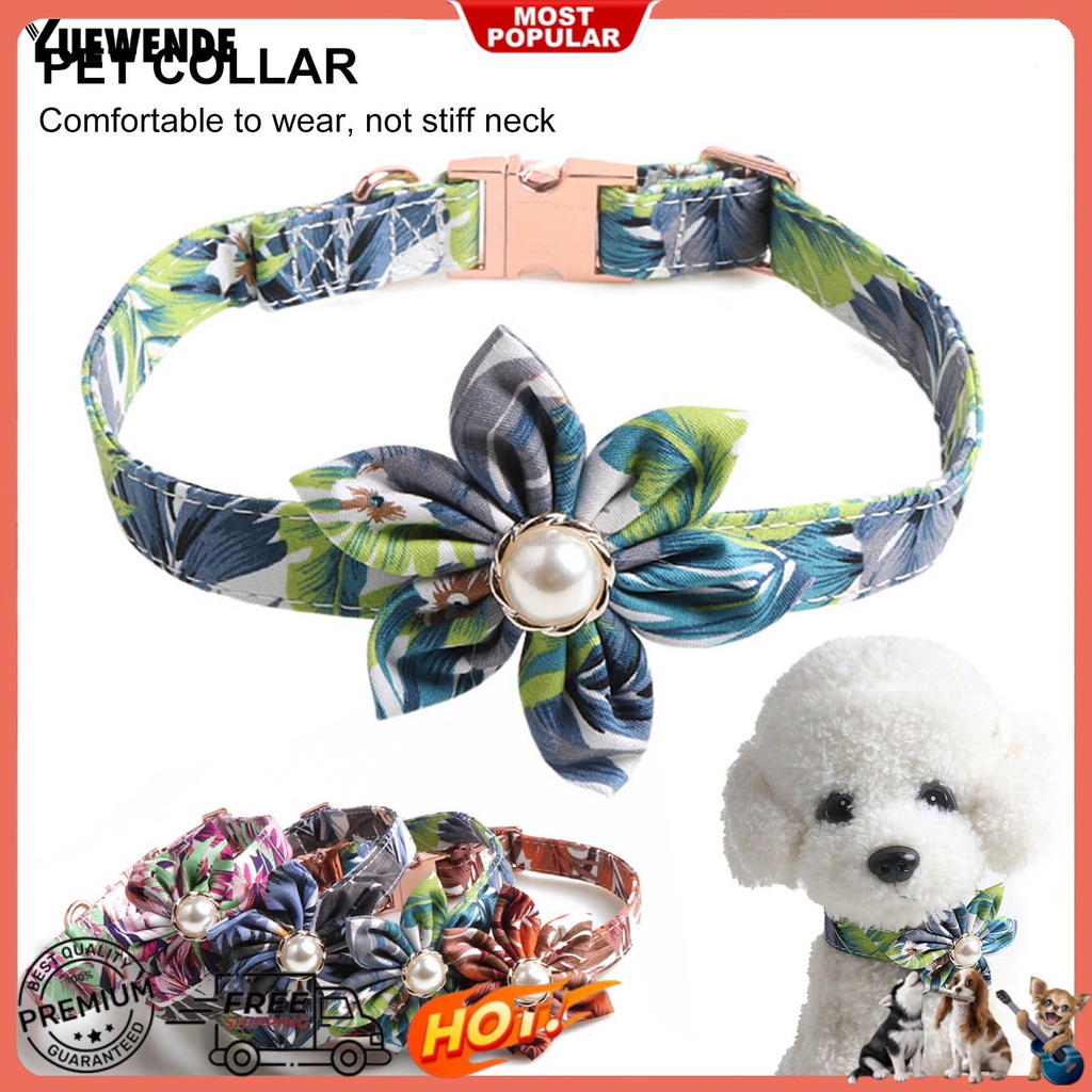 Vòng Cổ Họa Tiết Hoa Có Khóa Kim Loại Cho Thú Cưng