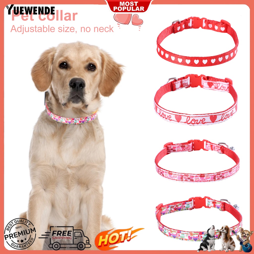 Yq.e Vòng Cổ Họa Tiết Trái Tim Bằng Vải Trang Trí Có Chuông Cho Thú Cưng Trong Ngày Valentines