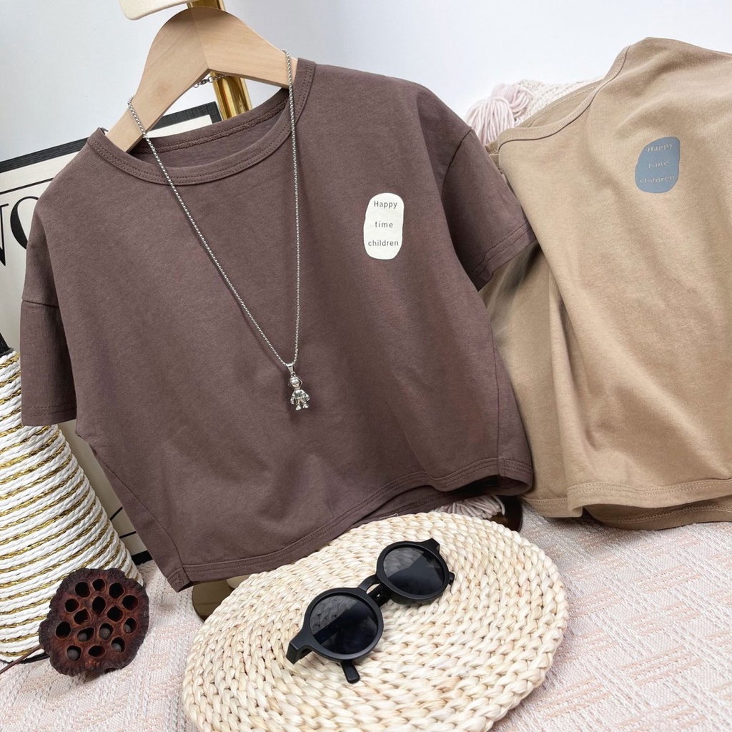 Áo Thun Cotton Tay Ngắn Dáng Rộng Phong Cách Hàn Quốc Thời Trang Mùa Hè Hàng Mới 2023 Dành Cho Bé Trai