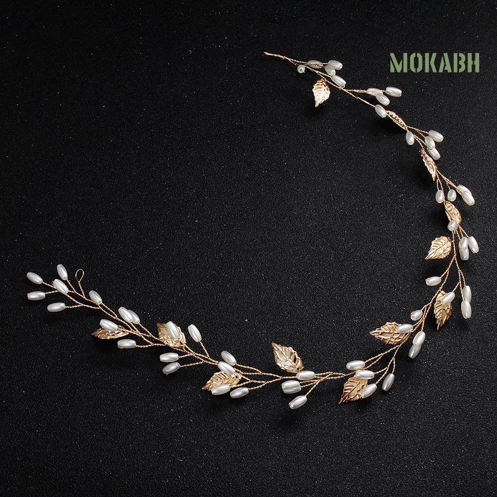 Băng Đô Cài Tóc Đính Ngọc Trai Giả Thanh Lịch Cho Cô Dâu