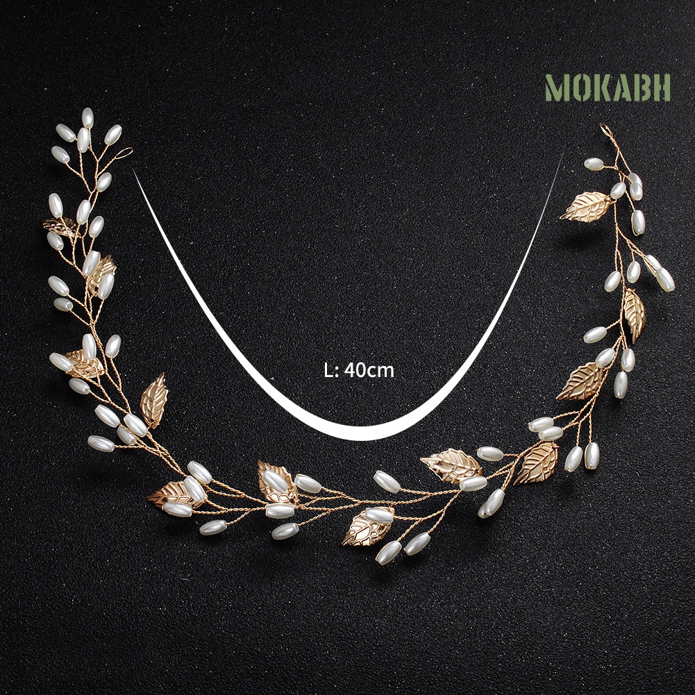 Băng Đô Cài Tóc Đính Ngọc Trai Giả Thanh Lịch Cho Cô Dâu