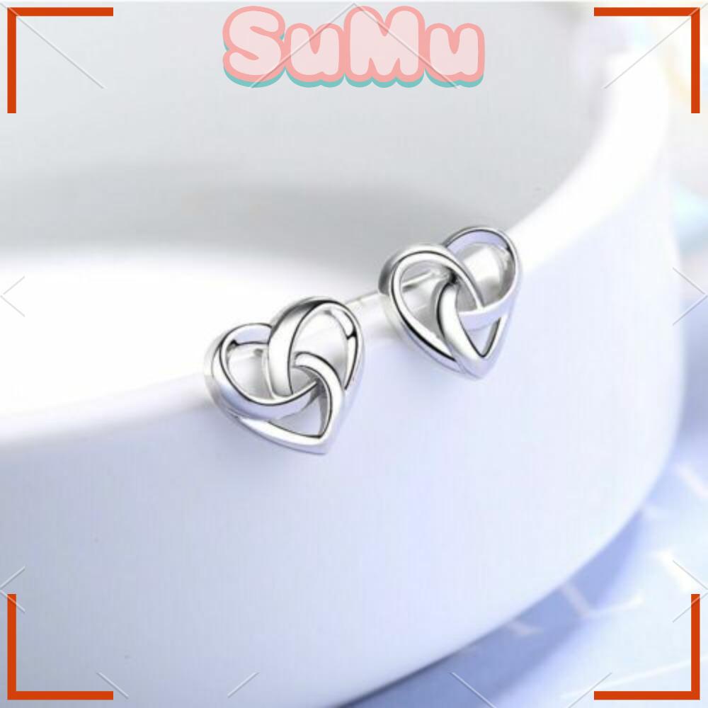 SUMU Set 6 Đôi Bông Tai Mạ Bạc 925 Hình Trái Tim