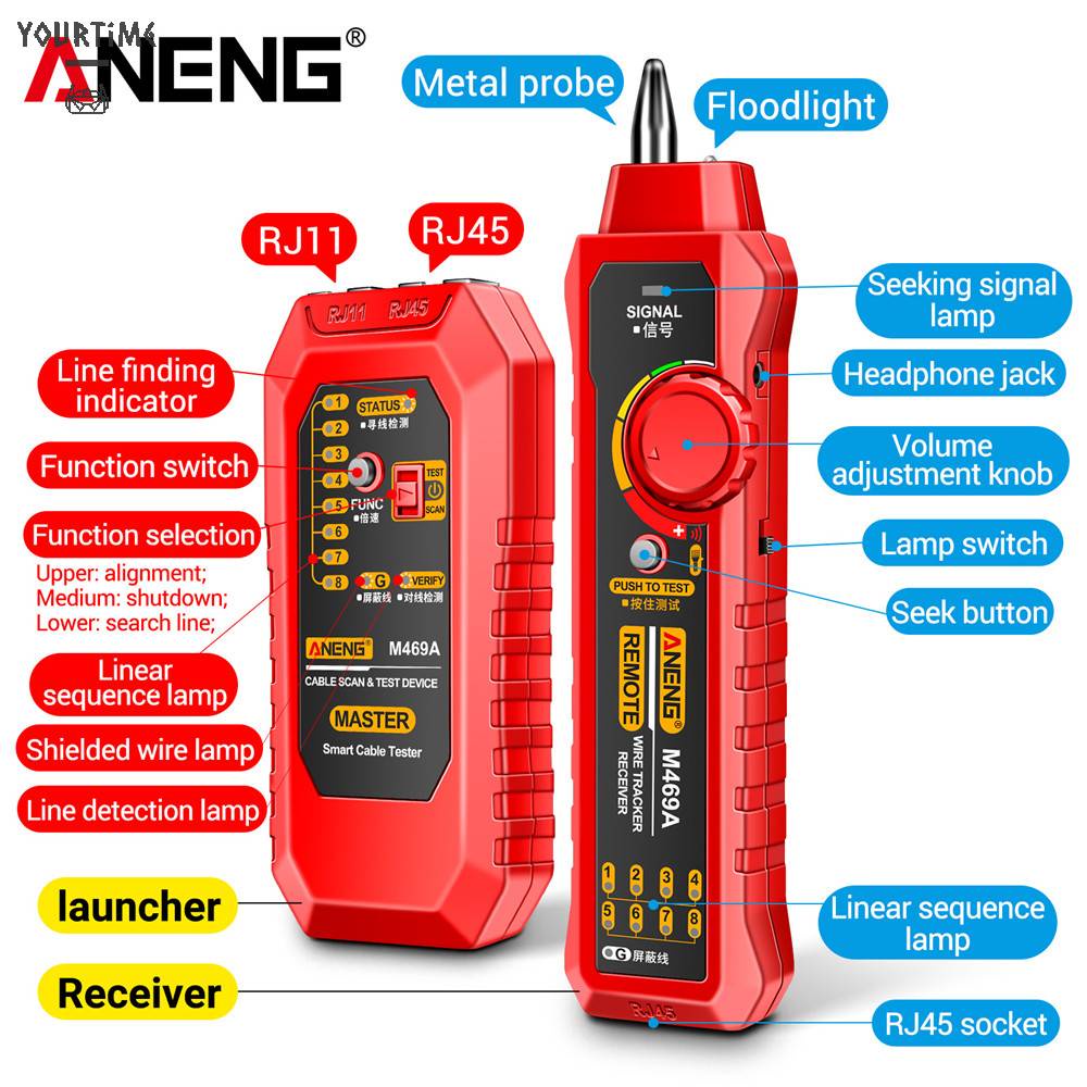 Dụng Cụ Kiểm Tra Sửa Chữa Mạng Đa Năng ANENG M469A RJ45 RJ11