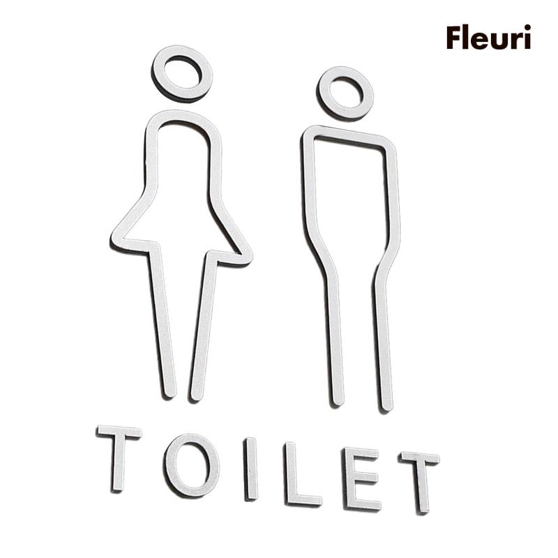 [Fleurir] Set 2 Bảng Hiệu Toilet Phong Cách Bắc Âu Trang Trí Khách Sạn / Phòng Tắm Không Cần Khoan Lỗ