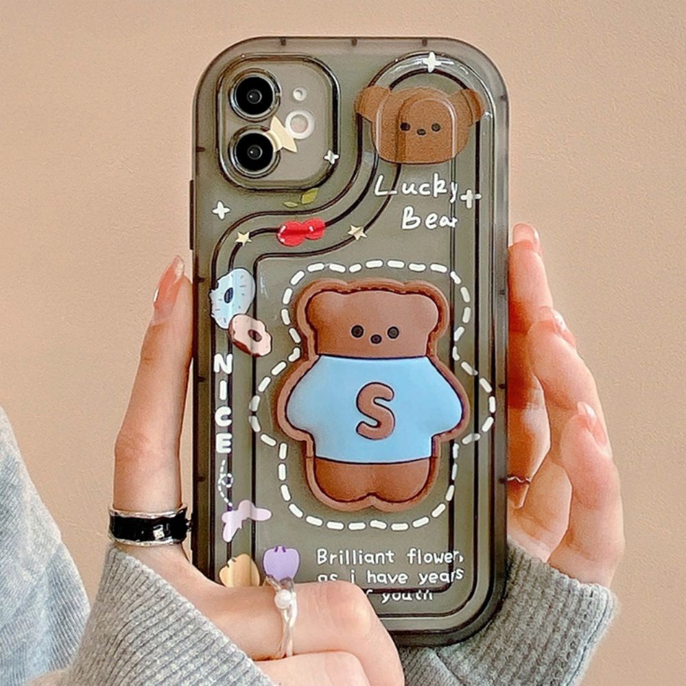 Ốp Điện Thoại TPU Mềm Hình Gấu Thỏ 3D Cho Iphone 11 14 13 12 Pro Max Xr Xs Max 7 8 Plus Se