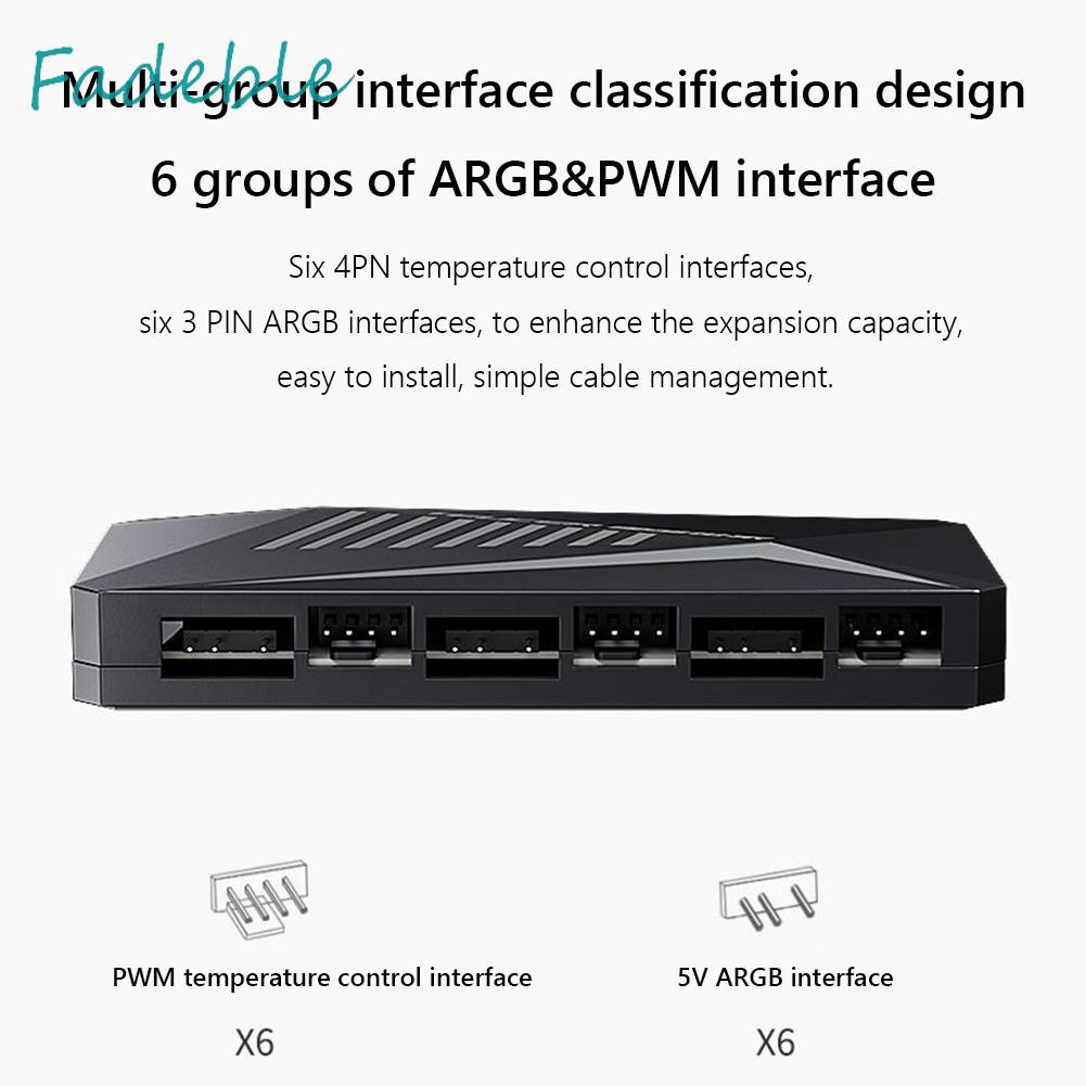 Bộ Chia 6 Cổng Quạt 12V 4PIN PWM 2 Trong 1 Ốp