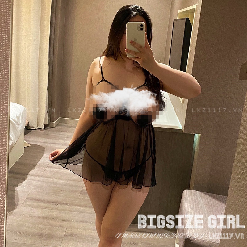 Đồ ngủ sexy Bigsize váy ngủ sexy gợi cảm đầm ngủ 2 dây voan hở ngực kèm quần chip xuyên thấu quyến rũ
