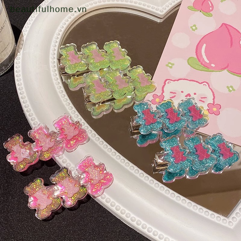 Kẹp Tóc Hình Gấu Nhỏ Lấp Lánh Thời Trang Mùa Hè Cho Nữ