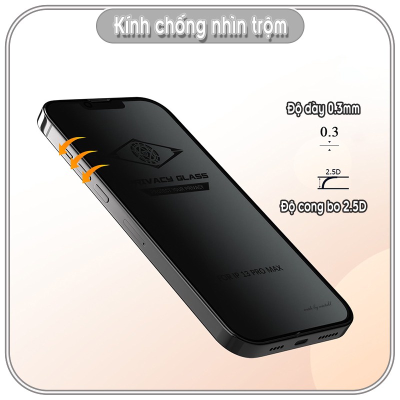Cường lực chống nhìn trộm cho Redmi Note 12 Series, full viền đen