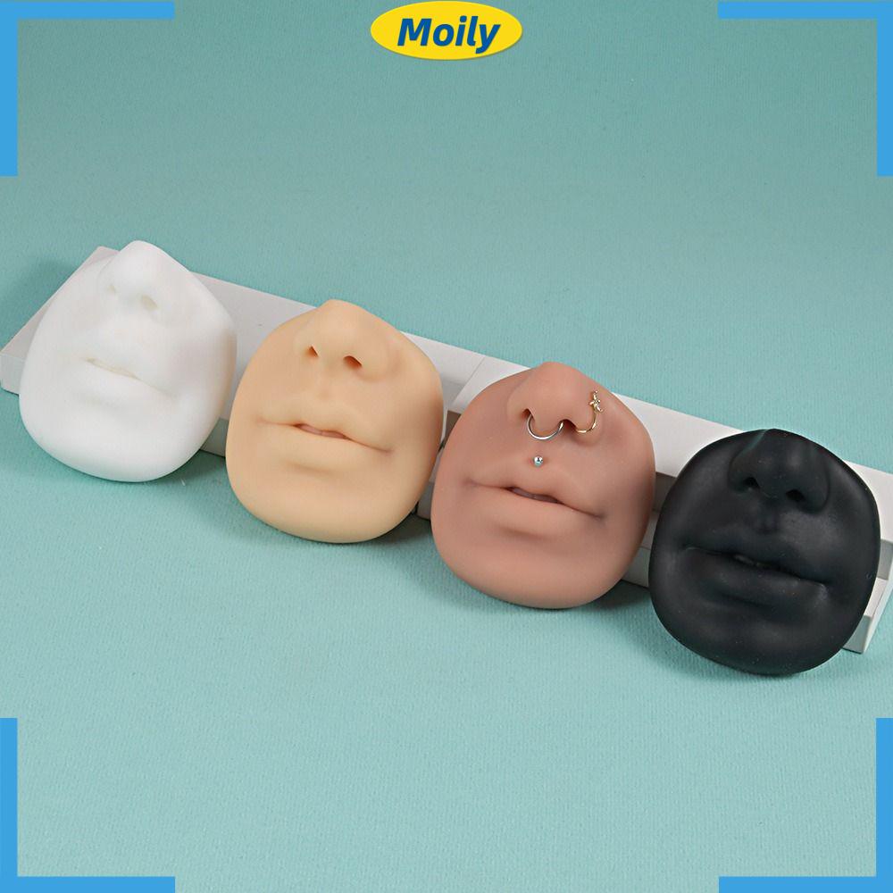 Mô Hình Mặt Người Mới Tập Xỏ Khuyên Trang Sức Bằng Silicone 5D
