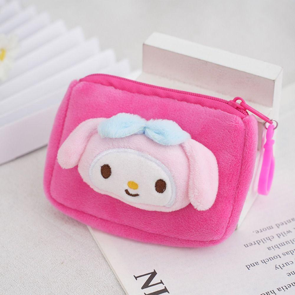 USNOW Túi Bông Kuromi Mini Đựng Tiền / Tai Nghe / Ví Tiền Phủ Lông Hình Melody Ngọt Ngào Xinh Xắn Cho Bé Gái