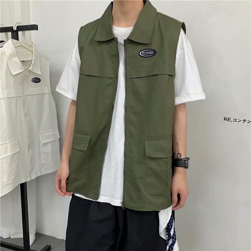 Áo Khoác Sát Nách Dáng Rộng Có Khóa Kéo Thời Trang Mùa Hè Cho Nam