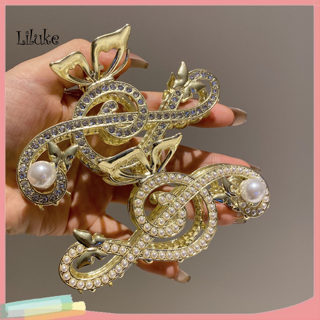 Kẹp Tóc Càng Cua Chống Trượt Đính Đá Và Ngọc Trai Giả Trang Trí Cho Nữ