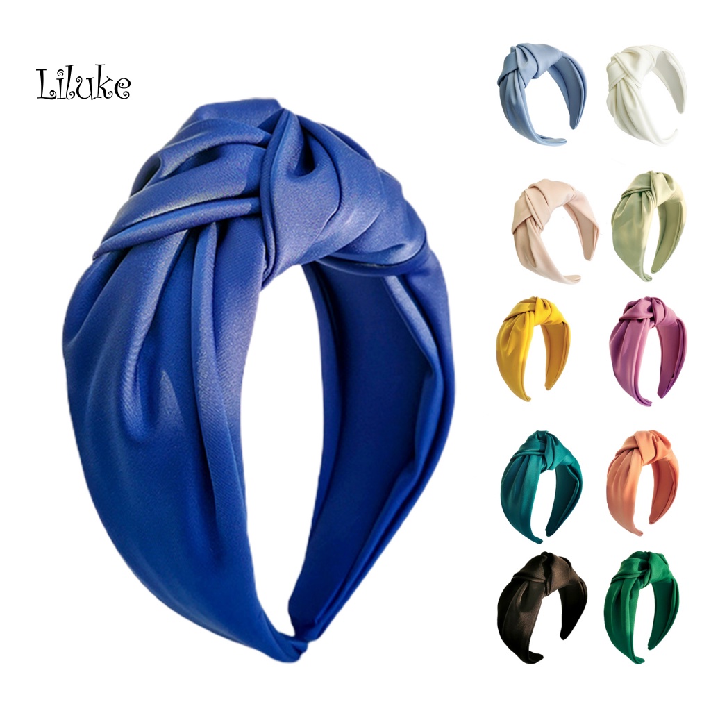 Băng Đô Cài Tóc Màu Trơn Trang Trí Thắt Nút Độc Đáo Cho Nữ