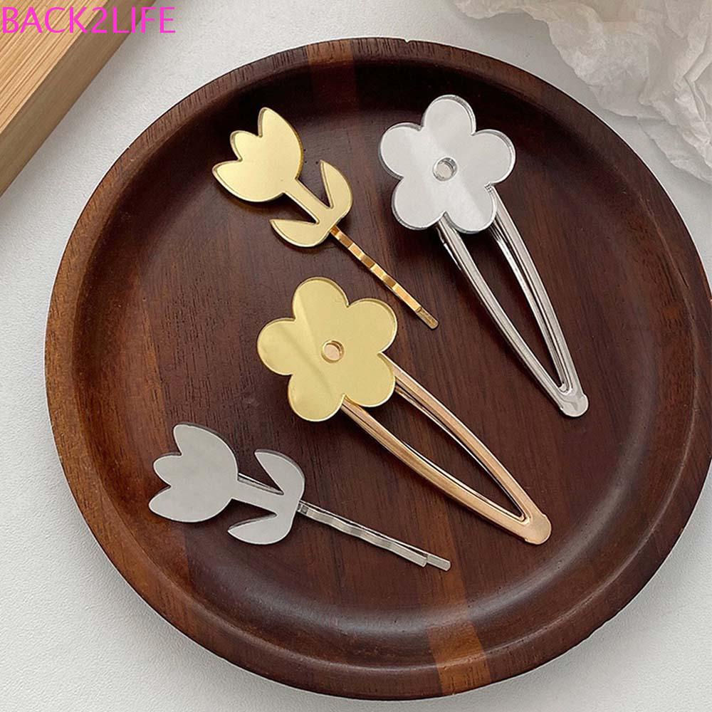 Kẹp Tóc Hình Hoa Tulip Tráng Gương Phong Cách Hàn Quốc Ngọt Ngào Cho Nữ Back2L