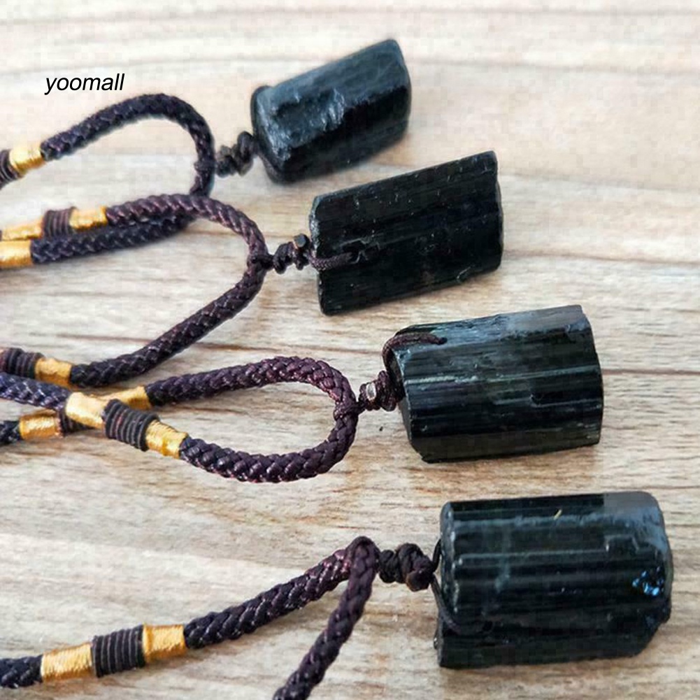 Vòng cổ Mặt Đá Tourmaline Nhân Tạo Màu Đen Thời Trang