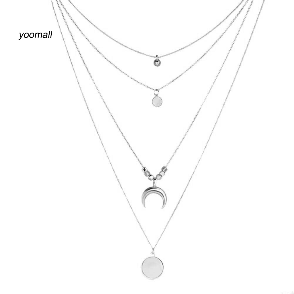 Vòng cổ Nhiều Lớp Mặt Trăng Khuyết Thời Trang Cho Nữ