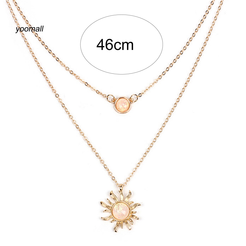 Vòng cổ Hai Lớp Mặt Hoa Hướng Dương Sáng Bóng Tinh Tế Cho Nữ