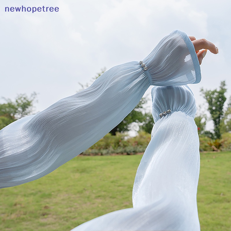 Ntvn Găng Tay Lụa Lạnh Mỏng Phối Ren Dáng Rộng Bảo Vệ Đảo Nếp Nhăn Cao Cấp Mùa Hè Cho Nữ Oak