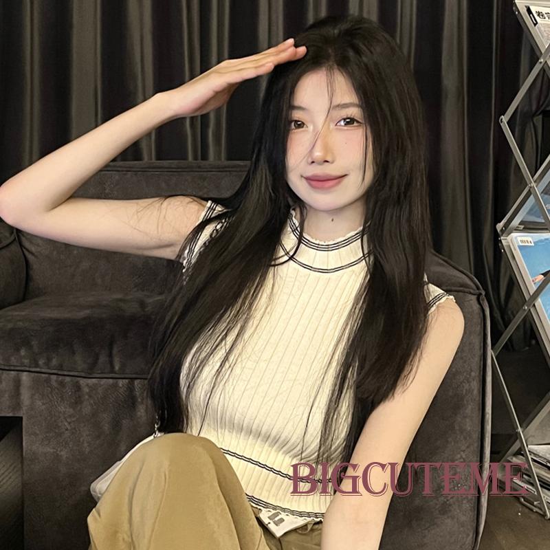 [] Áo Tank Top Không Tay Cổ Tròn Ôm Dáng Phong Cách Đường Phố Mùa Hè Cho Nữ