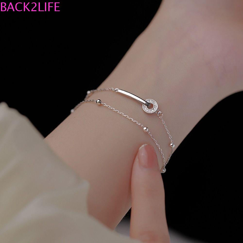 Vòng Tay Hai Lớp Bằng Thép Titan Mặt Hình Trái Tim Rỗng Đơn Giản Hợp Thời Trang Cho Nữ 2Lilife