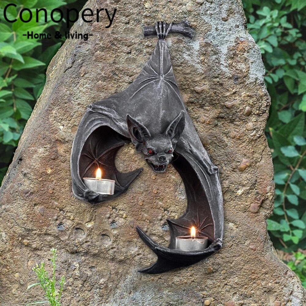 CONOPERY Giá Đỡ Đèn Gắn Tường Hình Dơi Bằng Nhựa Resin Độc Đáo Trang Trí Nhà Cửa Dịp Halloween