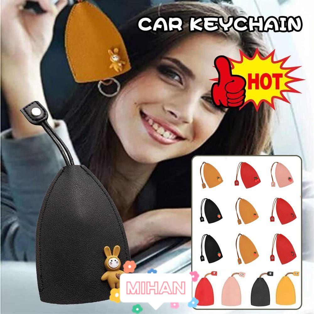 Bao Da PU Màu Vàng Đen Bảo Vệ Chìa Khóa Xe Hơi MIHAN1