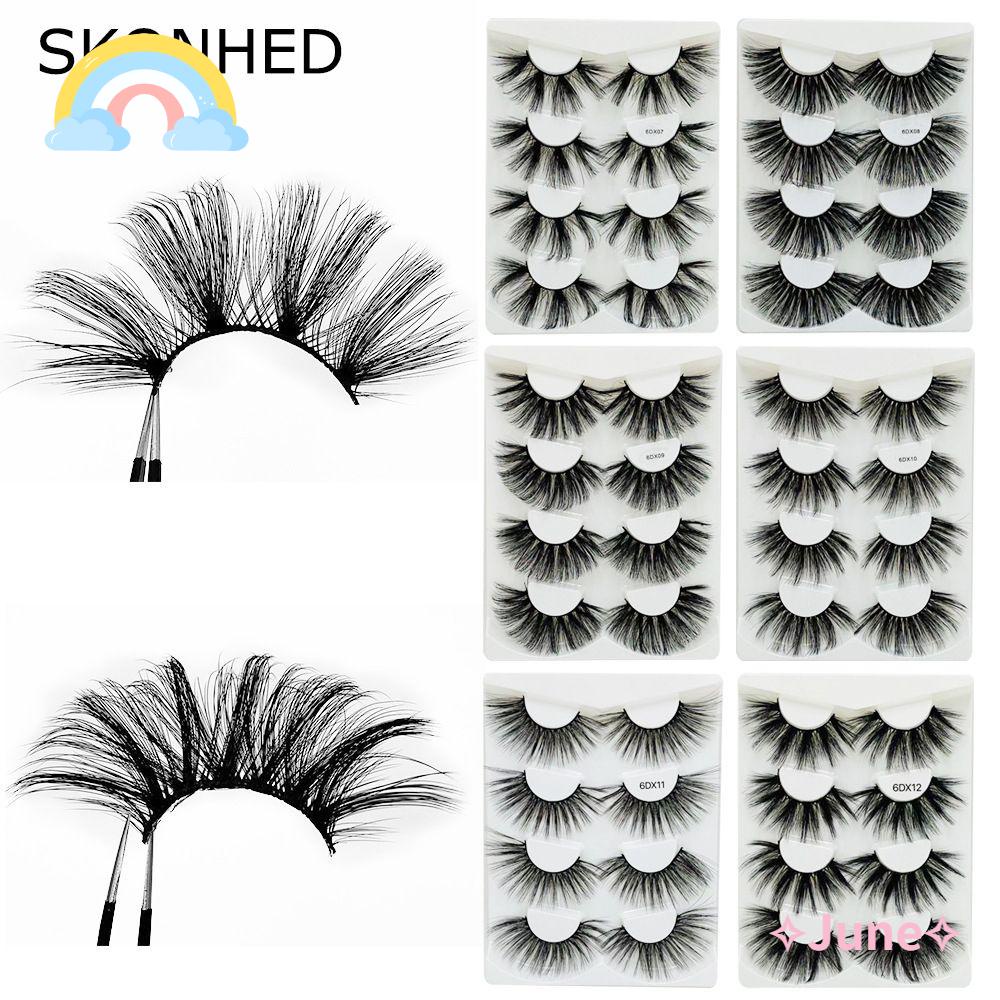 Bộ 4 Cặp Lông Mi Giả SKONHED Dày Dài 25MM Dành Cho Trang Điểm Mắt