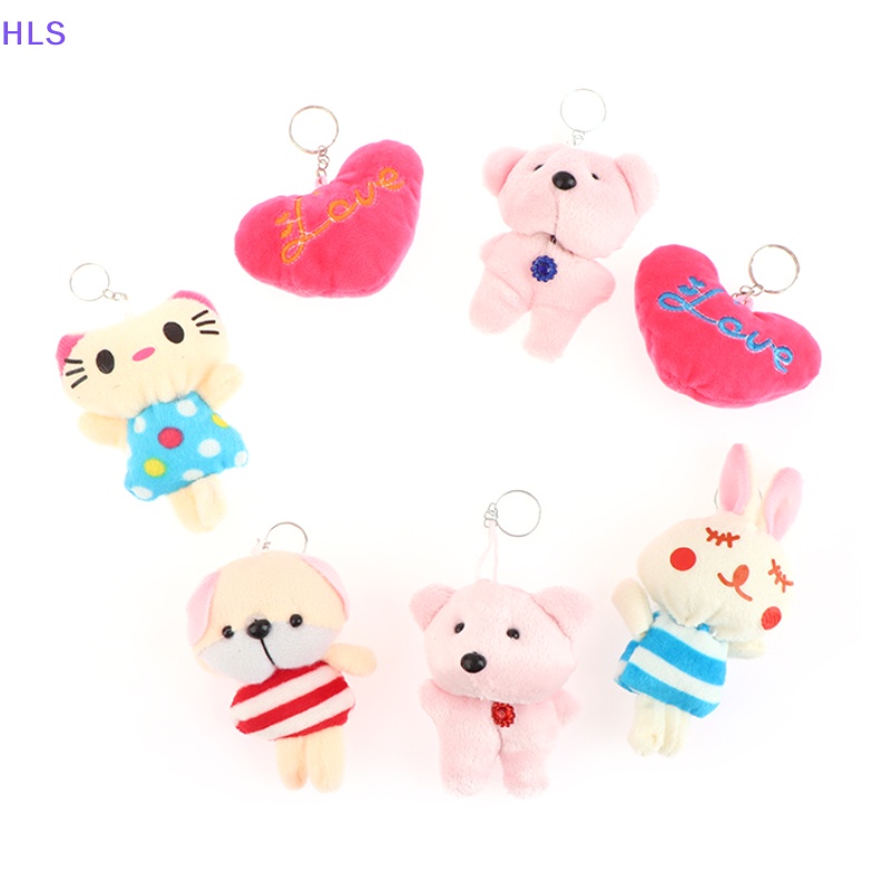 Set 2 Móc Khóa Búp Bê Nhồi Bông Mini 6-10cm Dễ Thương