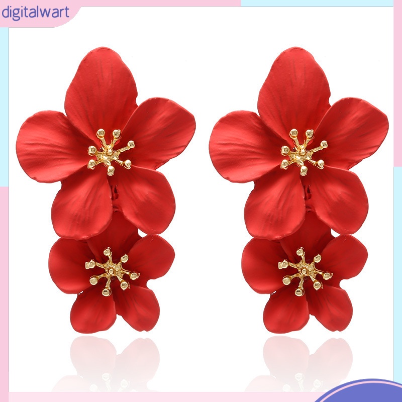 [DG] Bông Tai Xỏ Lỗ Hai Lớp Hình Hoa Năm Lá Nổi Tiếng Mạng Thời Trang Cá Tính