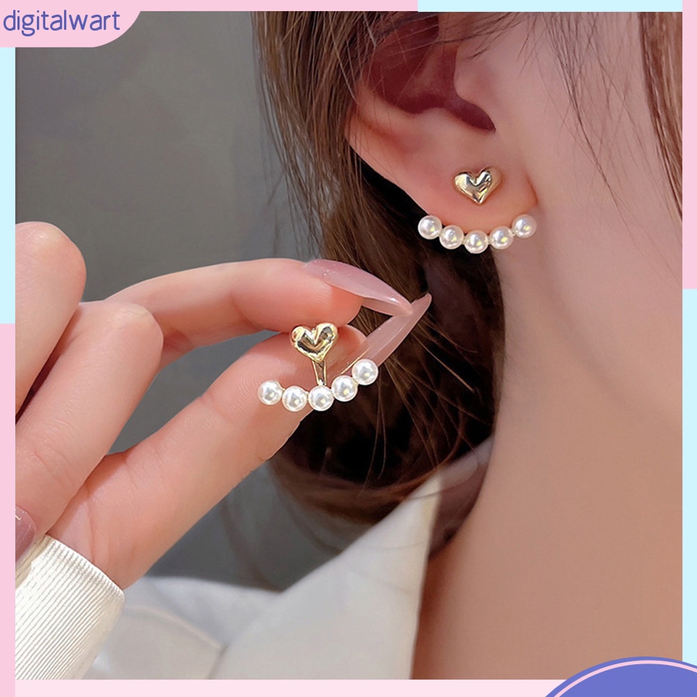 [DG] Một Cặp Bông Tai Ngọc Trai Hình Trái Tim Sang Trọng Cá Tính Dành Cho Nữ