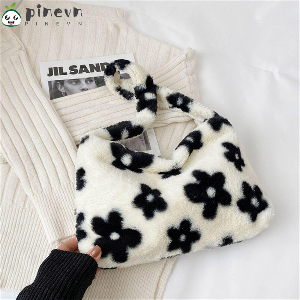 PINEVN Túi Xách Lông Nhung Thời Trang Sang Trọng Cho Nữ