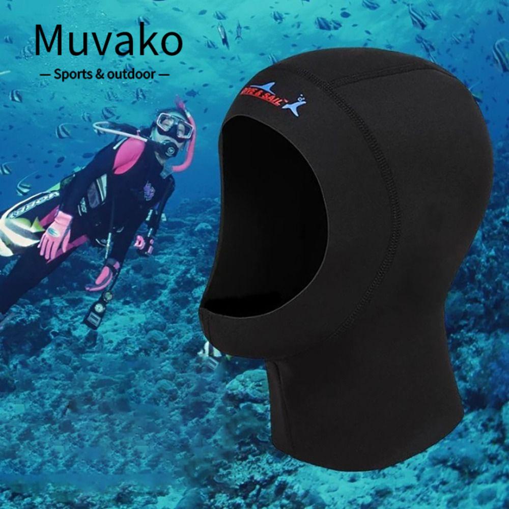 MUVAKO Mũ Bơi Lặn Che Tai Chất Liệu Nylon Co Giãn Dày 1mm Cho Nam Và Nữ