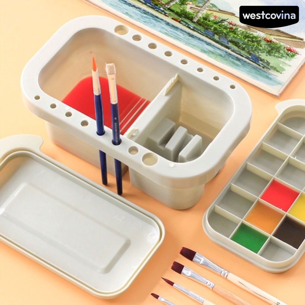 [WSTN] [WSTN]✎Set 3 Xô Đựng Bàn Chải Đánh Răng Có Nắp 2 Ngăn Chống Rò Rỉ