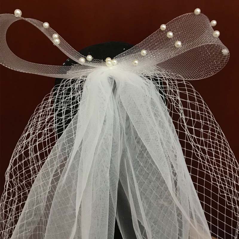 Mạng Che Mặt Đính Ngọc Trai Giả Màu Trắng Thời Trang Cho Cô Dâu