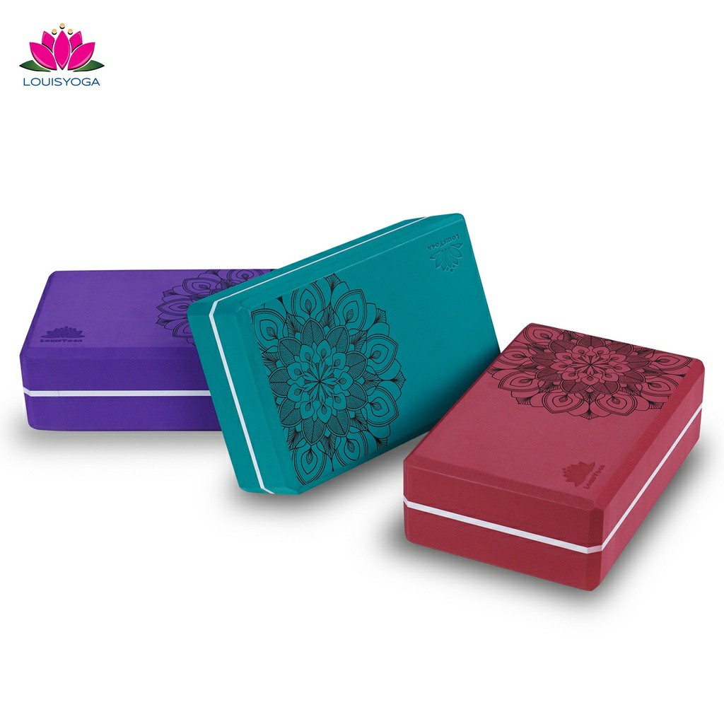 Gạch tập Yoga Louis cao cấp in nổi hoa mandala trọng lượng 320g  - Thương hiệu LOUIS YOGA