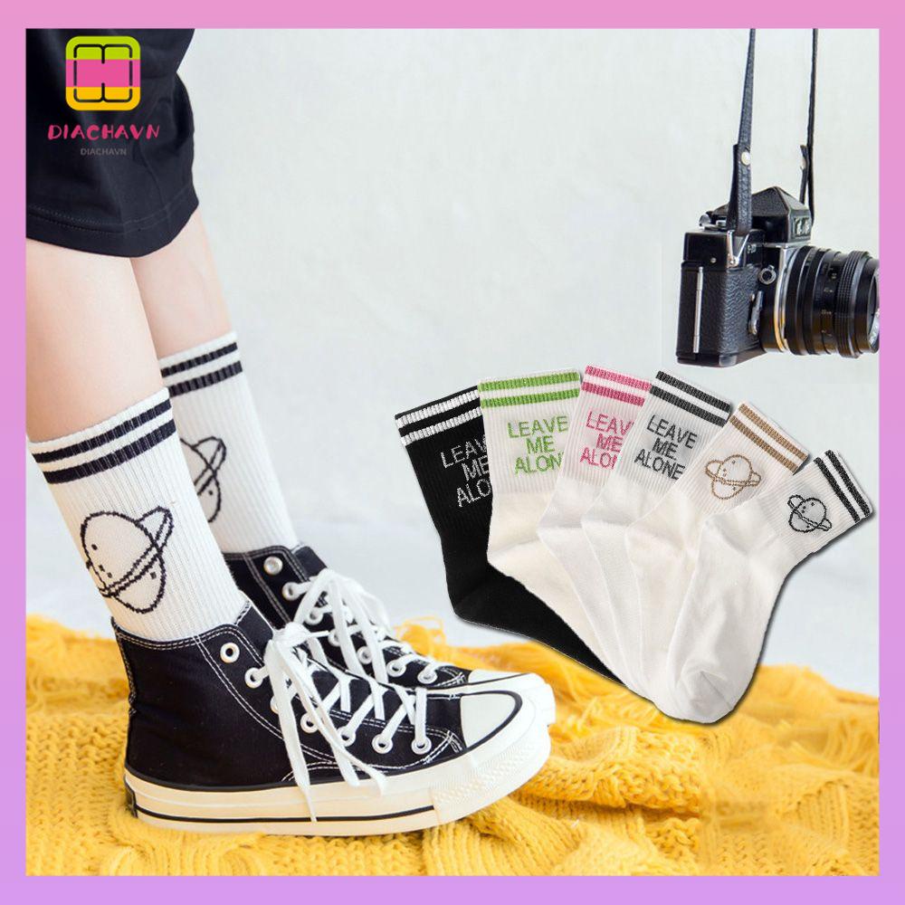 DIACHAVN Tất Cotton Giữ ẤM In Chữ ThờI Trang