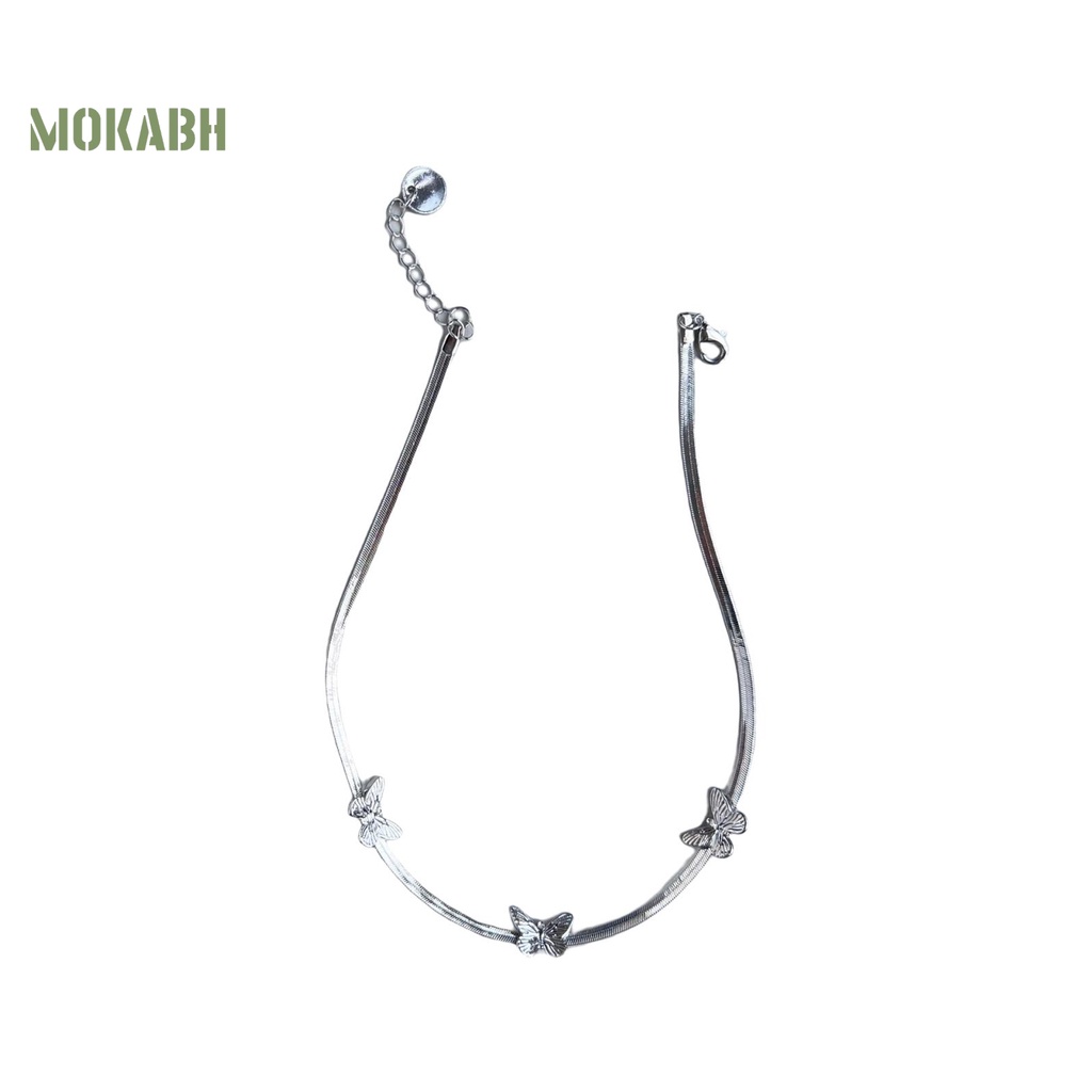 [Mok Abh] Vòng Cổ Mạ Bạc Hình Xương Rắn Thanh Lịch Thời Trang Cho Nữ