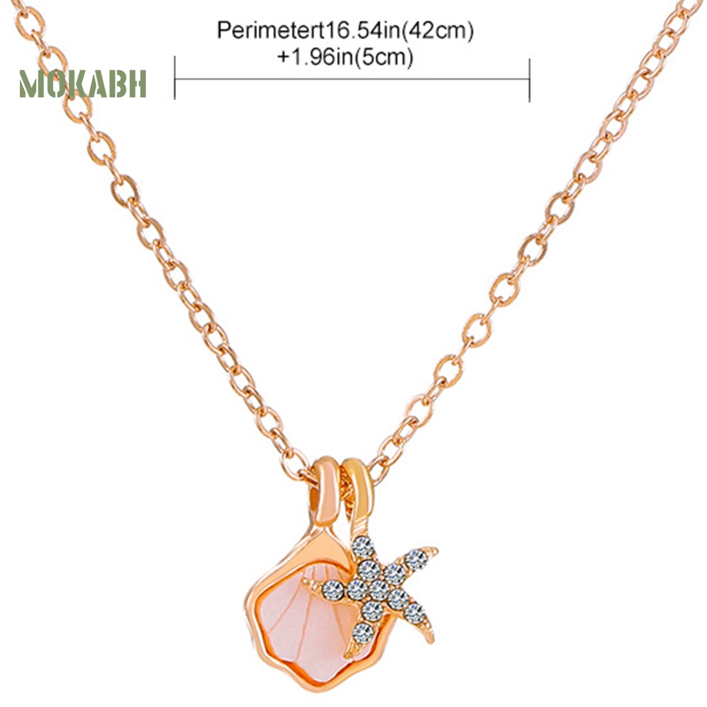 [Mok Abh] Vòng cổ Hợp Kim Mặt Hình Vỏ Sò Đính Kim Cương Giả Màu Trơn Cho Nữ