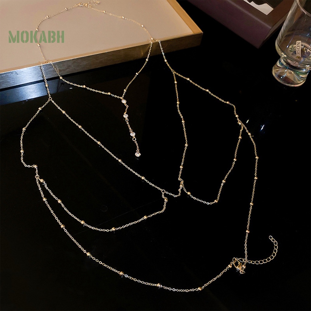 [Mok Abh] Dây Xích Đeo Ngực Có Thể Điều Chỉnh Đính Đá Sang Trọng Quyến Rũ