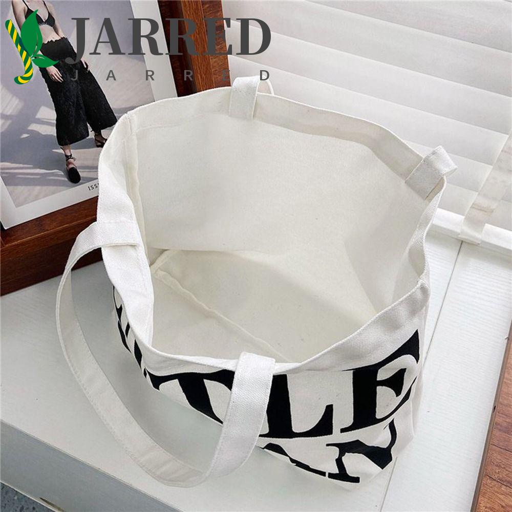 JARRED Túi Xách Canvas Cỡ Lớn In Chữ Phong Cách Hàn Quốc Cho Nữ