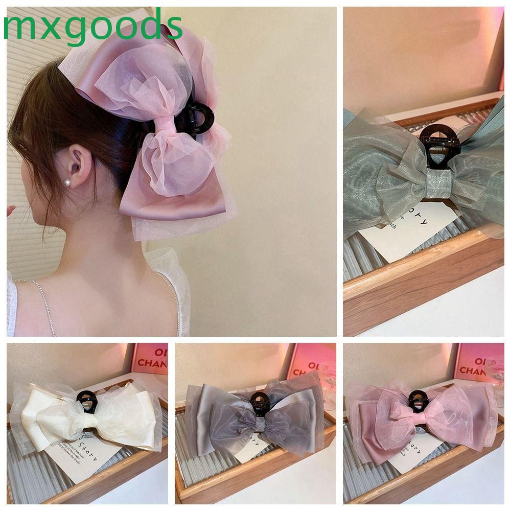 Mxgoods Kẹp Tóc Càng Cua Bằng Acrylic Thắt Nơ Lưới Phong Cách Công Chúa Cho Bé Gái