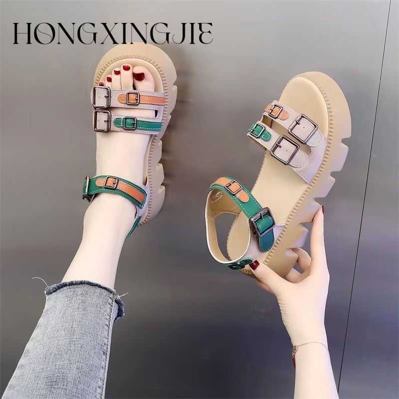 HONGXINGJIE dép sandal nữ dép đế cao Xu hướng thời trang năm 2023NEW 062149