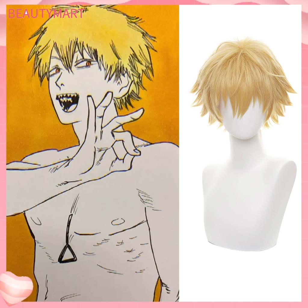 Bộ Tóc Giả Ngắn Màu Vàng Mượt Mà Thoáng Khí Không Để Lại Dấu Vết Hóa Trang