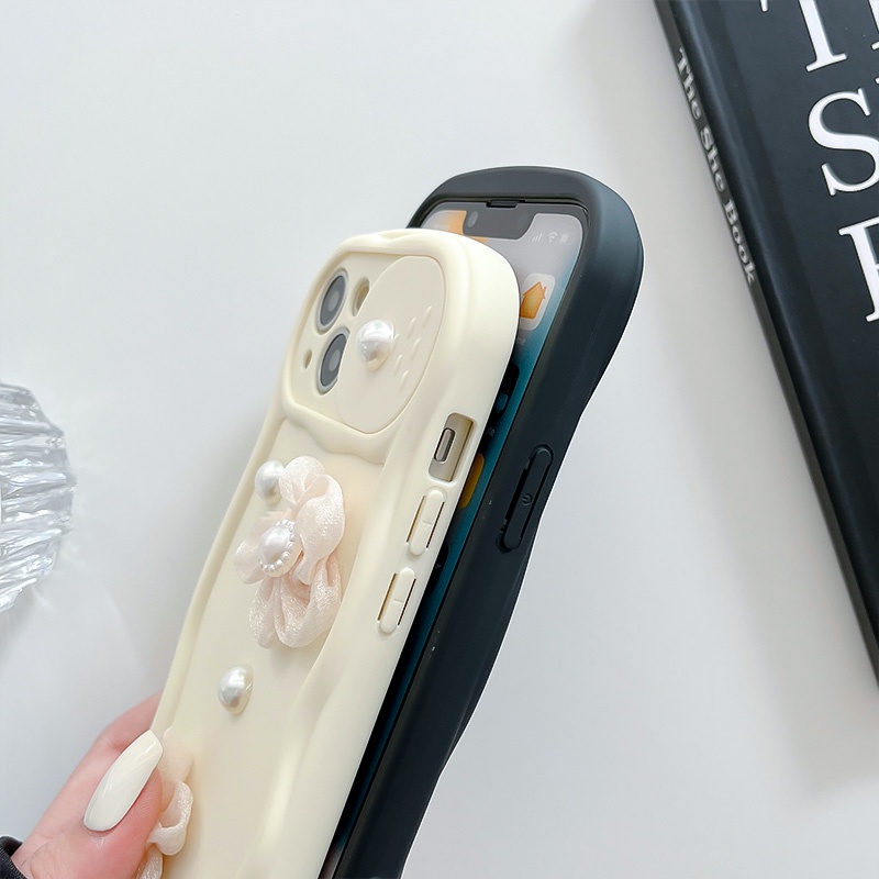 Ốp Điện Thoại TPU Mềm Chống Sốc Đính Hạt Ngọc Trai Và Hoa 3D Dành Cho Apple IPhone 14 13 12 11 Pro Max
