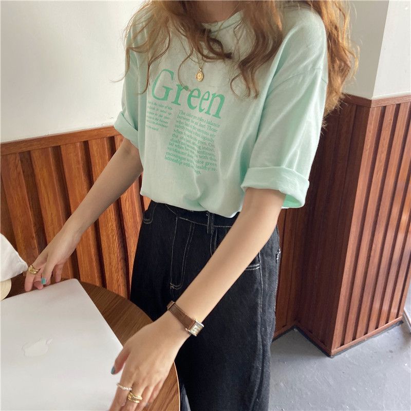 COZOK Áo Thun Ngắn Tay Dáng Rộng In Họa Tiết Thời Trang Hongkong Cá Tính