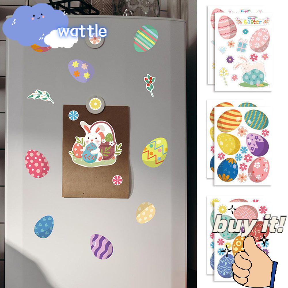 WATTLE Set 8 Sticker Dán Cửa Sổ Trang Trí Hình Gà / Thỏ Phục Sinh