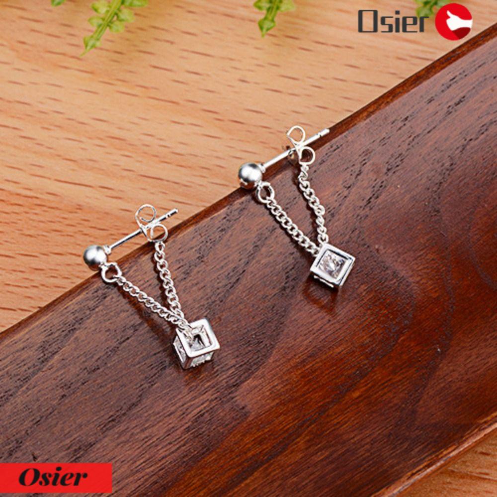 Bộ 2 Bông Tai Hình Khối Pha Lê Lập Phương OSIER1 Thời Trang Cho Nữ