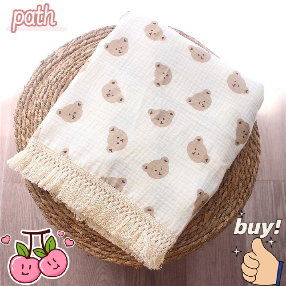 PATH Chăn Quấn Hai Lớp Phối Tua Rua Hình Gấu Dễ Thương Thời Trang Mùa Hè Cho Bé Sơ Sinh
