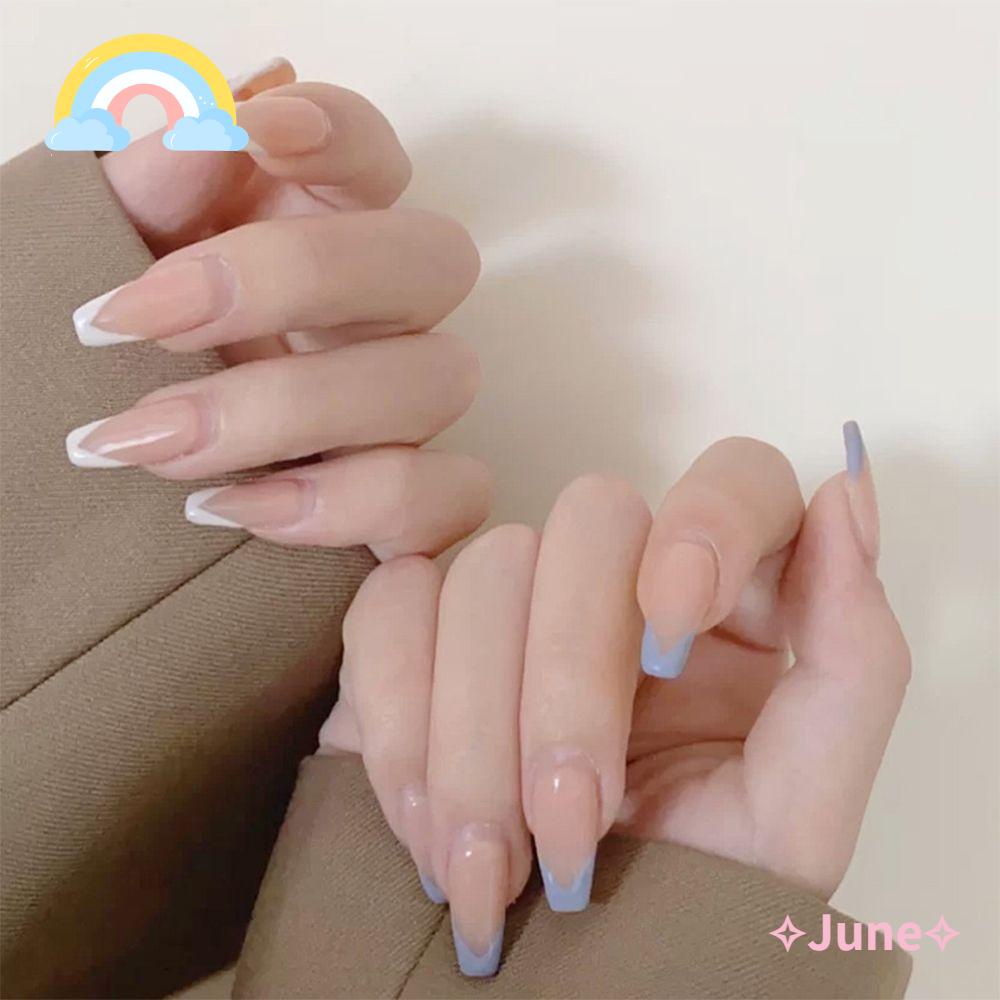 JUNE Bộ 24 Móng Tay Giả Che Phủ Toàn Diện Tháo Rời Được